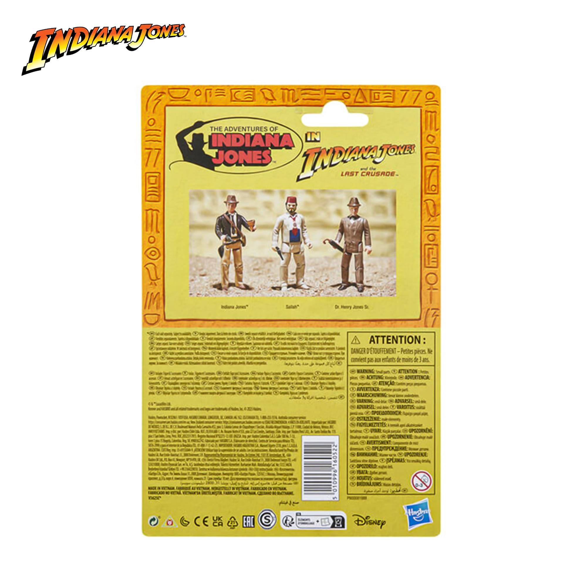 INDIANA JONES  
THE ADVENTURES OF INDIANA JONES  
IN THE LAST CRUSADE  

ATTENTION: DANGER D'ÉTUFFEMENT - Petites pièces & convient pas aux enfants de moins de 3 ans  

Disney  
Hasbro  

CE  
EAC  
S