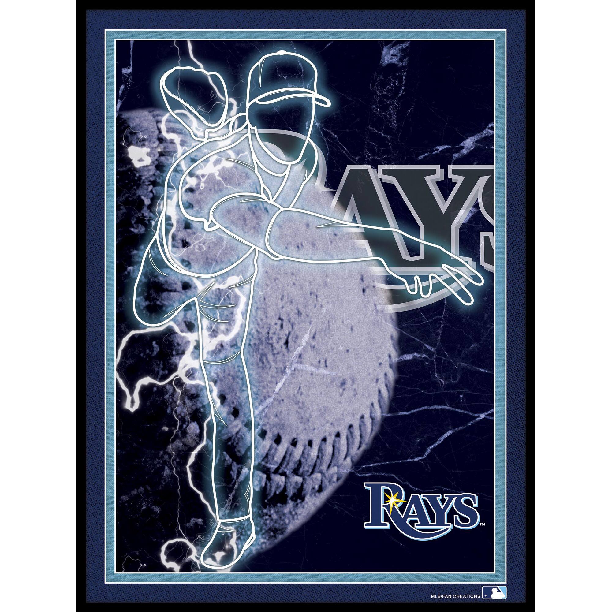Black Tampa Bay Rays 12'' x 16'' Framed Neon Player Print