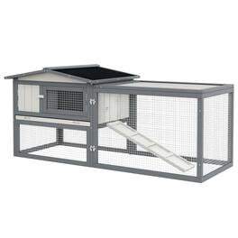 Pawhut - Rabbit Hutch 2-Story Bunny Cage, Guinea Pig Cage Indoor Outdoor, Small Animal House with Slide Out Tray