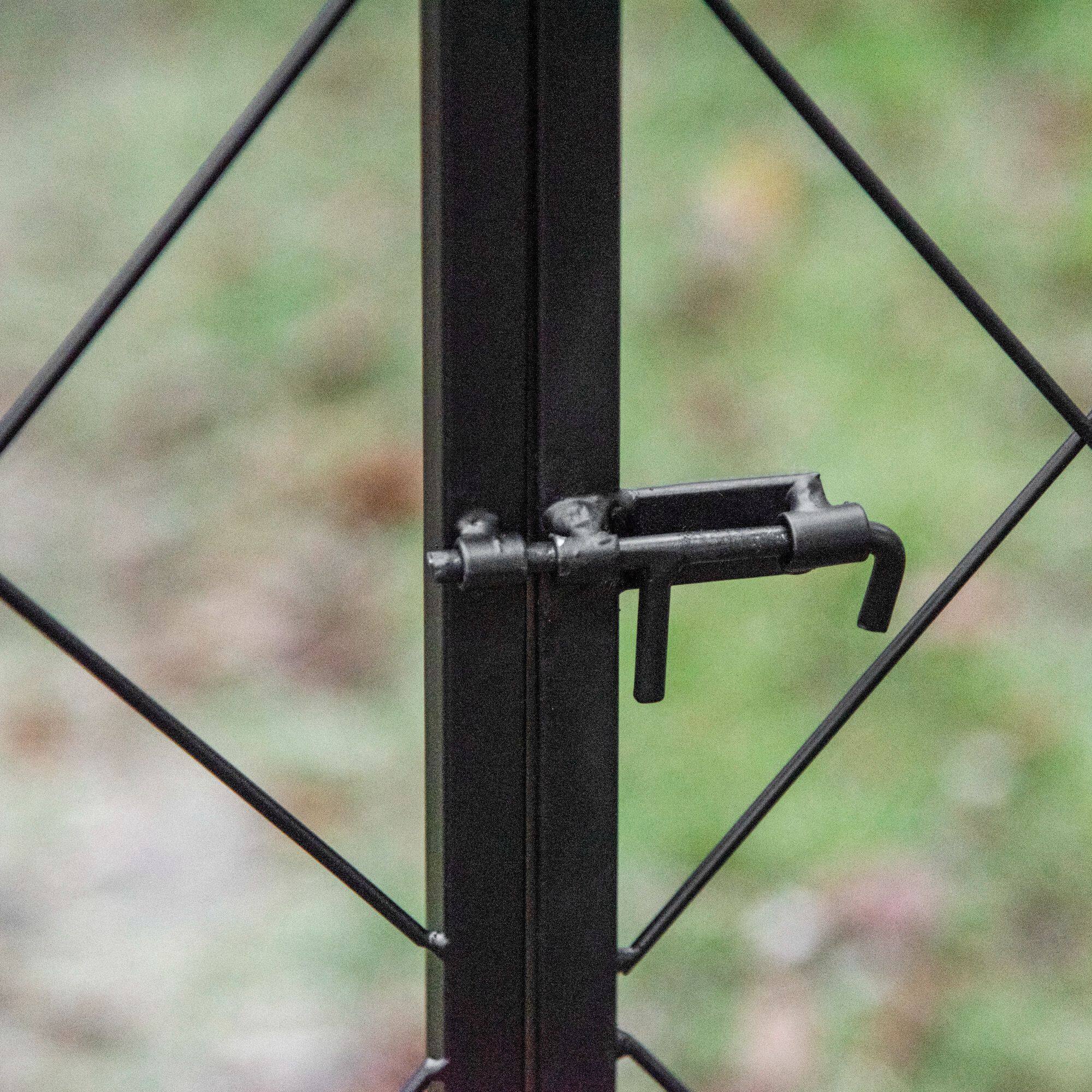 Alt View 8. Outsunny - 85" Garden Arch Arbor, Metal Arch Trellis with Gate, Garden Archway for Climbing Vines, Wedding Ceremony Decoration - Black.