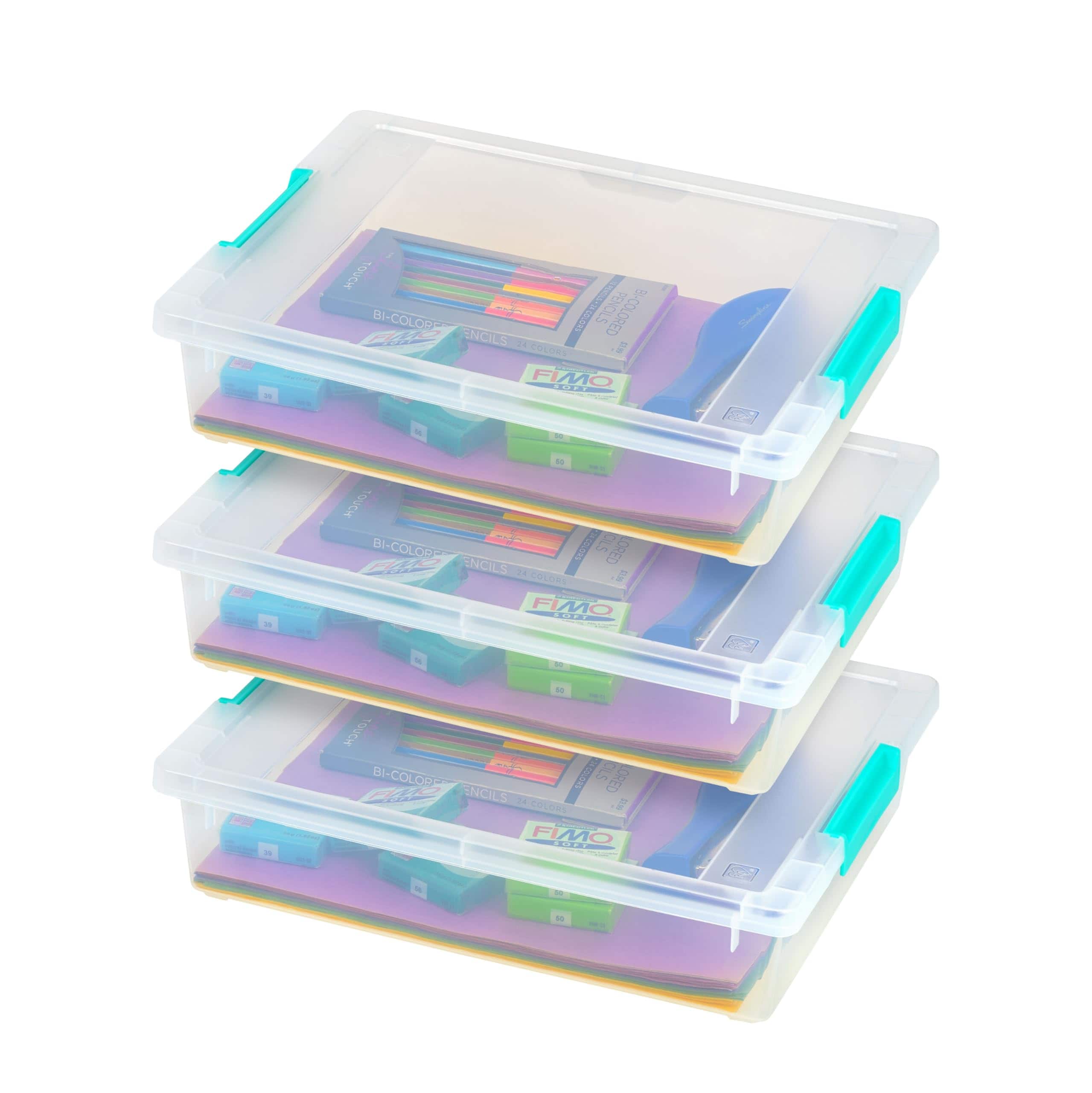 HM 1810 - IRIS USA 6 Qt Storage Bins Containers Lids Sensory Bin Craft Storage Craft Organizers Storage - 6 Qt. - 3 Pack