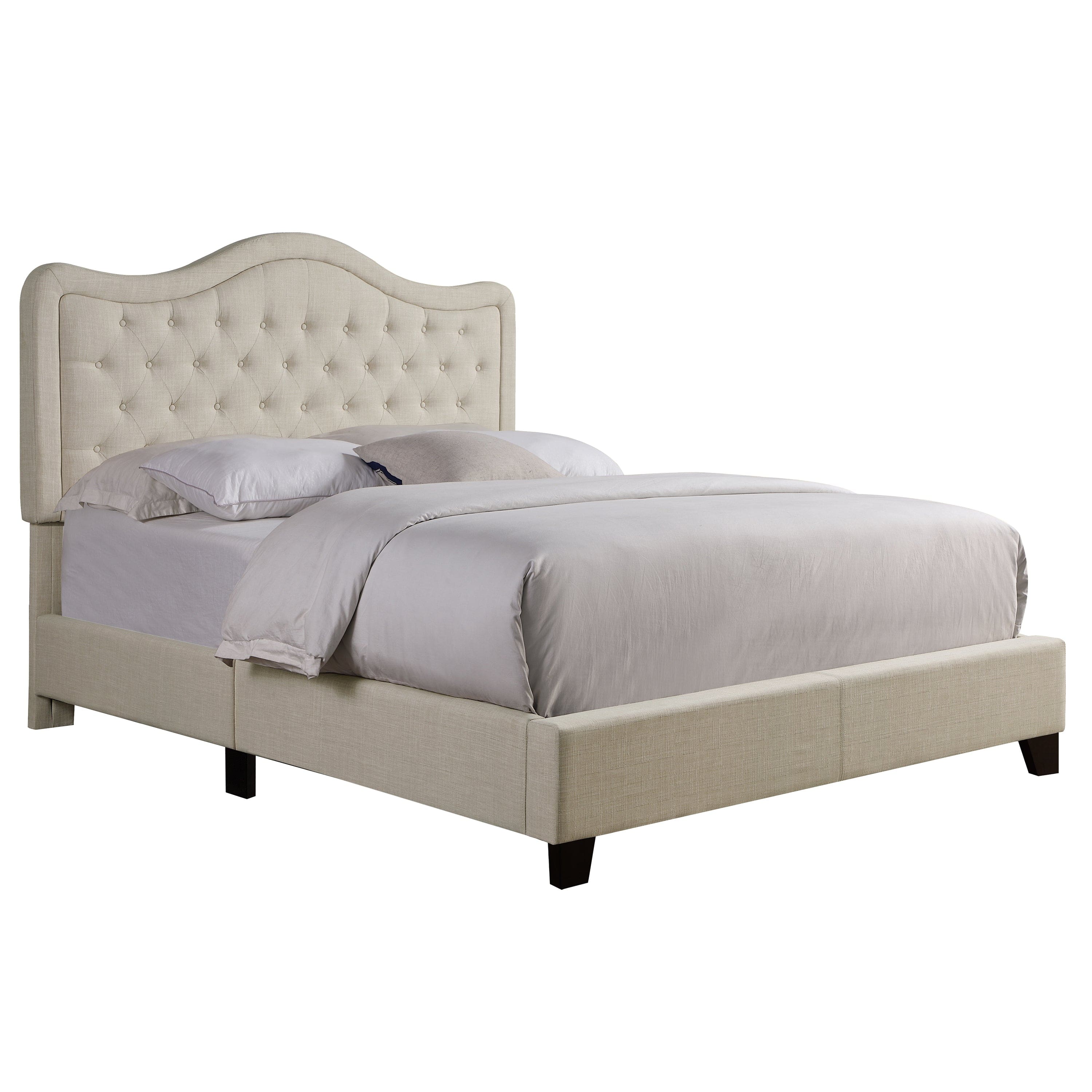 Boyel Living - Curved Tufted Upholstered Bed with Solid Wood Frame - Beige