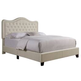 Boyel Living - Curved Tufted Upholstered Bed with Solid Wood Frame - Beige