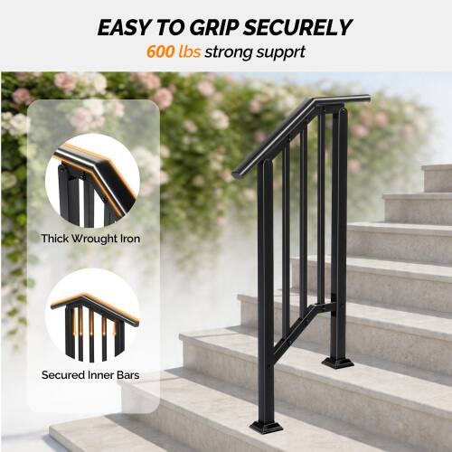 EASY TO GRIP SECURELY  
600 lbs strong support  
Thick Wrought Iron  
Secured Inner Bars