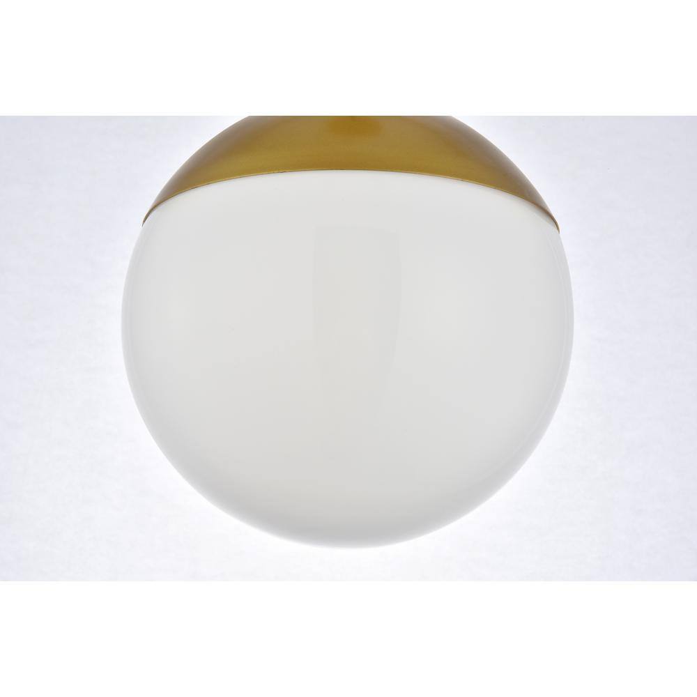 Left. Living District - Eclipse 1 Light Brass Pendant With Frosted White Glass - Brass And Frosted White.