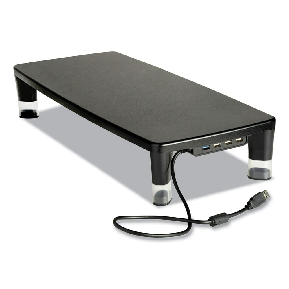 3M - MS100B 21.6 in. x 9.4 in. x 2.7 in. to 3.9 in. Supports 33 lbs. Monitor Stand MS100B/Clear - Black/Clear