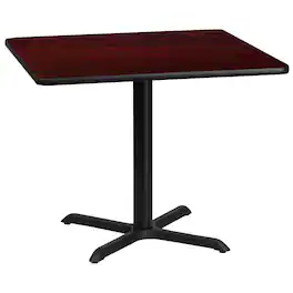 Emma + Oliver - 36" Square Laminate Table Top with 30"x30" Table Height Base - Mahogany