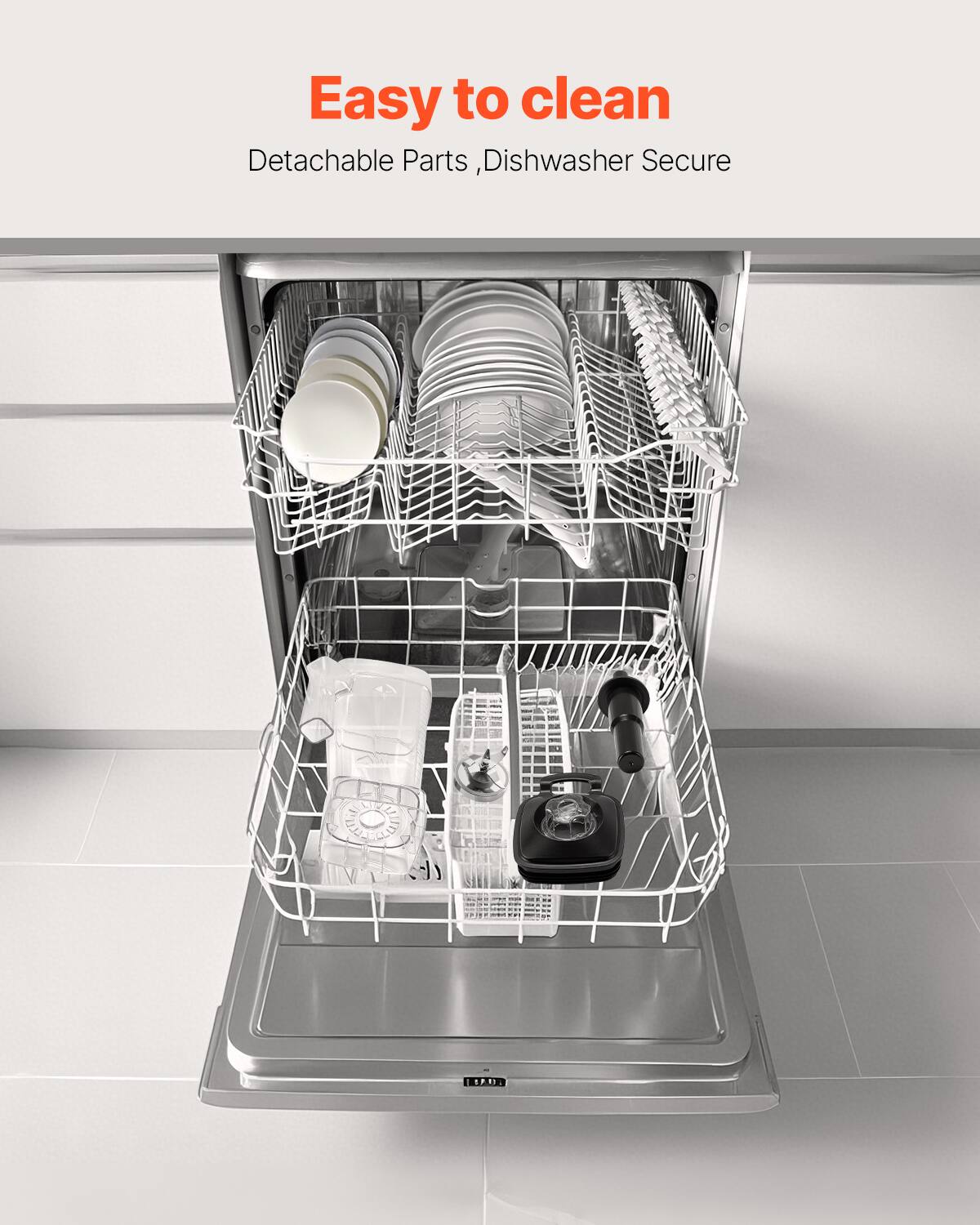 Easy to clean
Detachable Parts, Dishwasher Secure