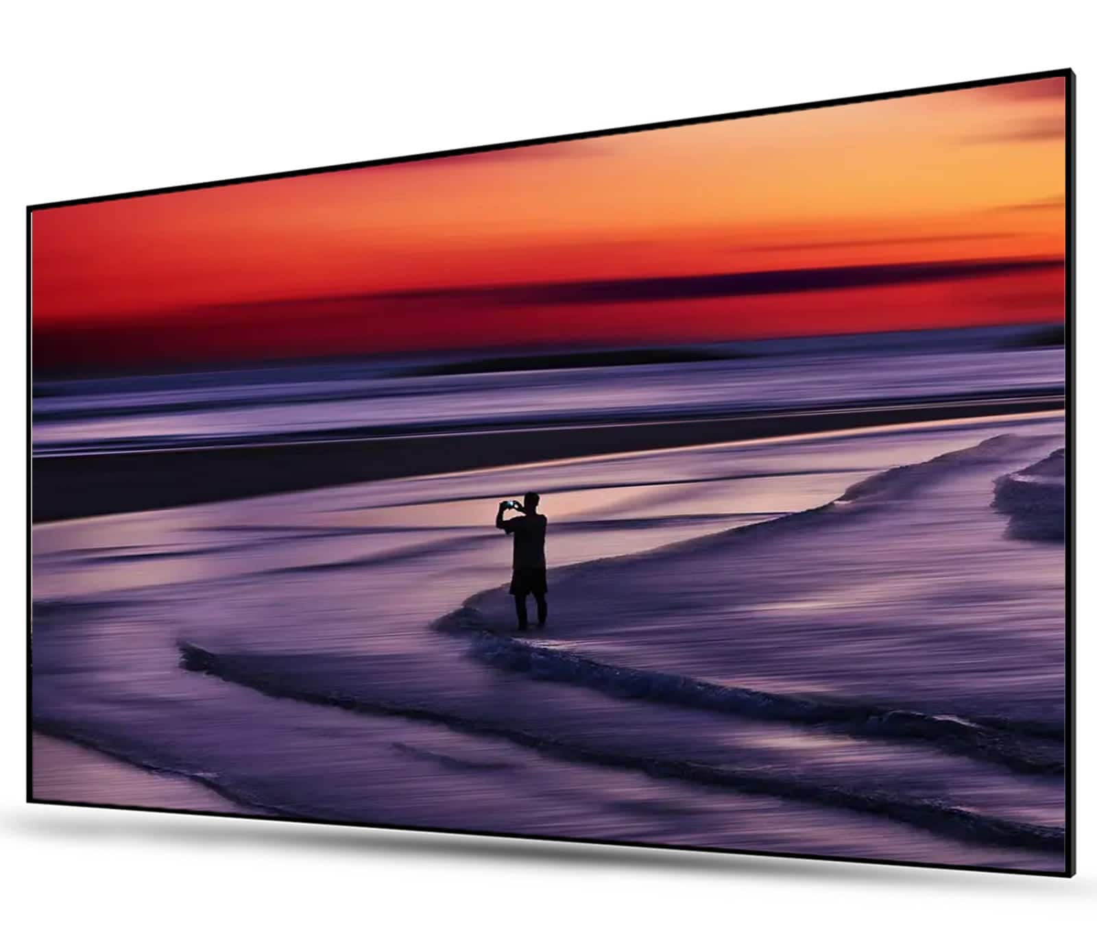 Front. AWOL Vision - ALR C-132 132" Ambient Light Rejection (ALR) Cinematic Fixed Frame Ultra Short Throw (UST) Projector Screen,4K/8K 3D - Gray.