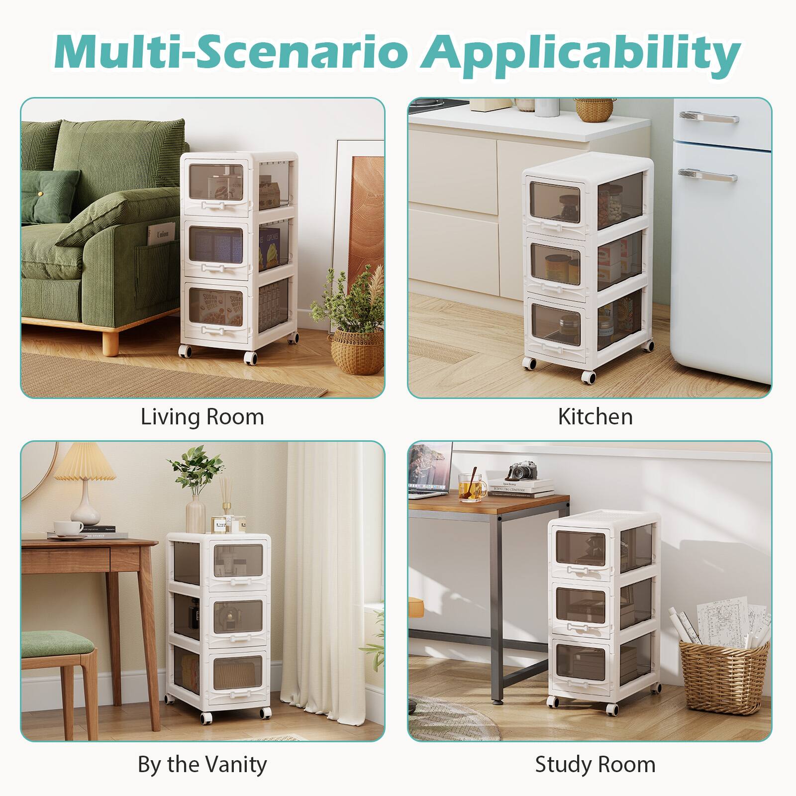 Multi-Scenario Applicability

Living Room  
Kitchen  
By the Vanity  
Study Room