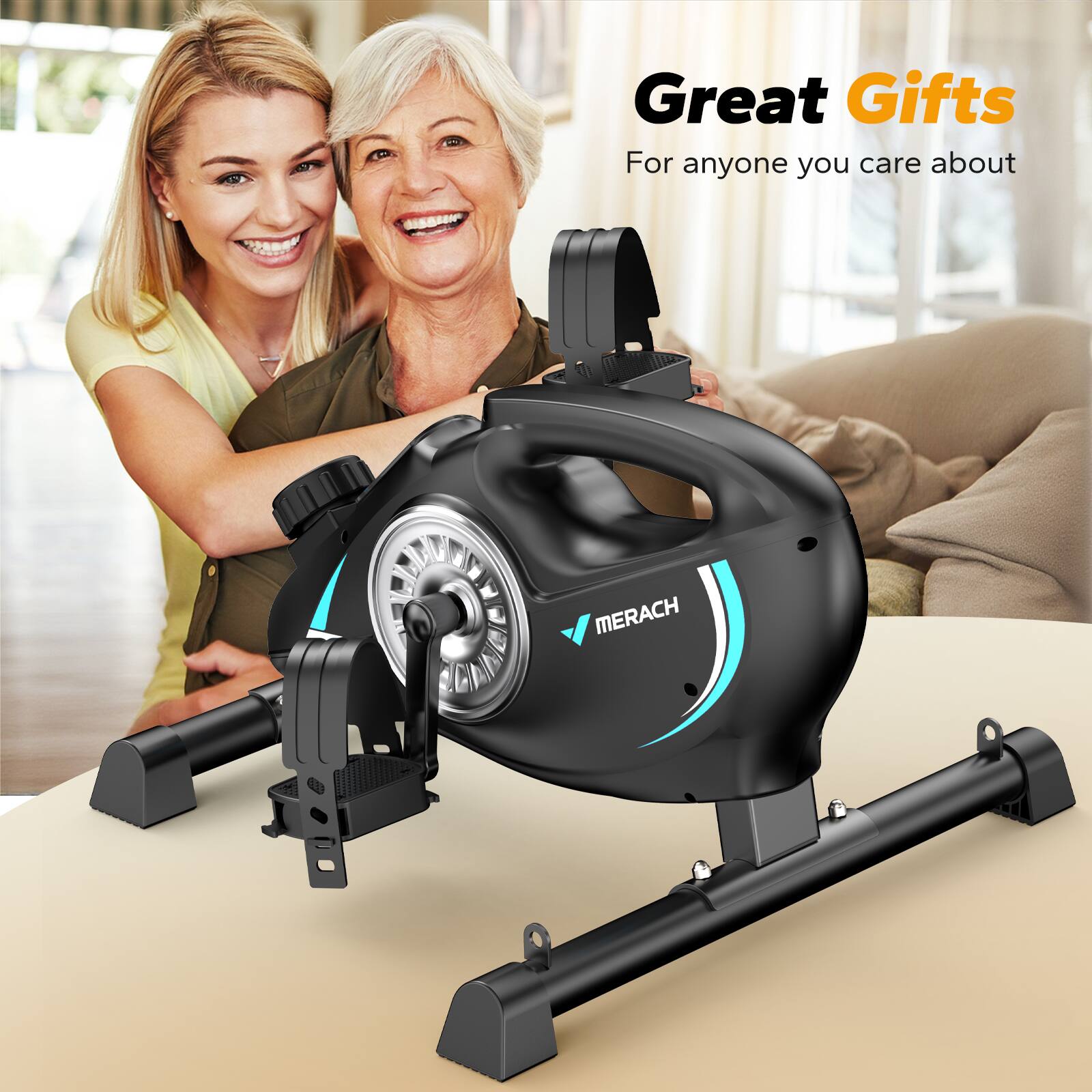 MERACH New Quiet Magnetic Mini Exercise Bike Under Desk Bike Pedal