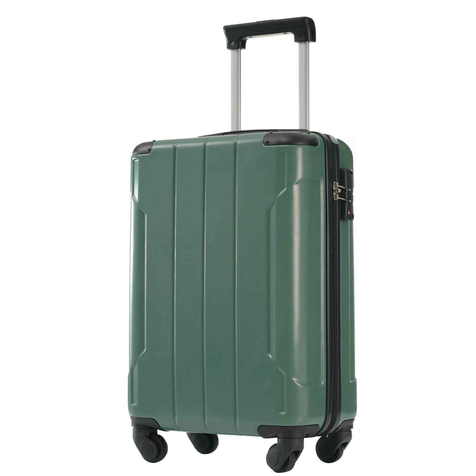 Front. Loheer - Loheer 20-Inch Carry-On Hardshell Luggage Lightweight ABS Green Spinner Suitcase with TSA Lock for Weekend Travel - Green.