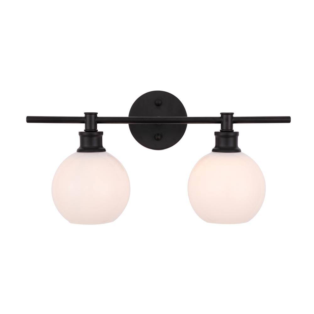 Alt View 2. Living District - Collier 2 light Black and Frosted white glass Wall sconce - Black And Frosted White Glass.