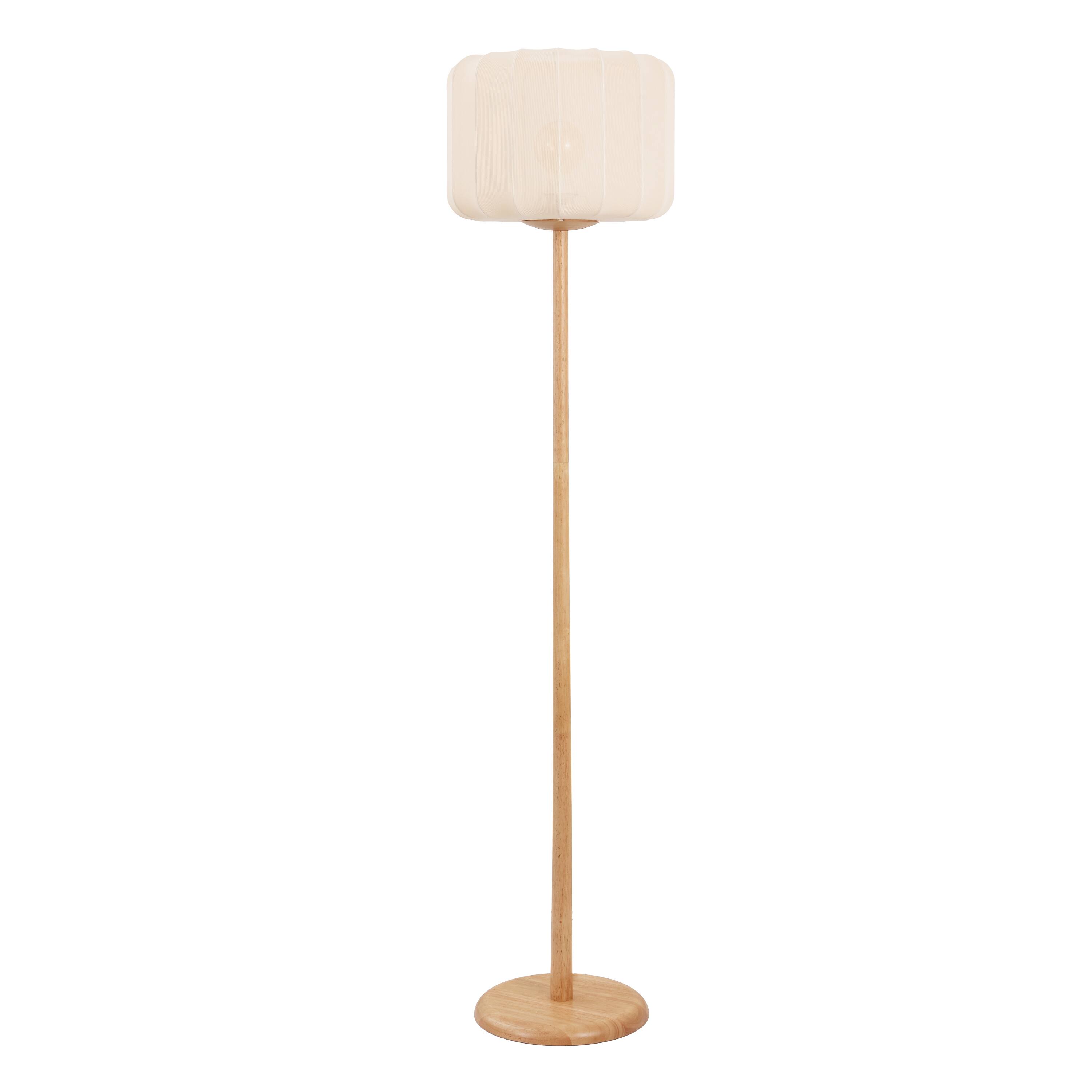 Alt View 6. Jonathan Y - Maryna 59.5 in. Minimalist Modern Teahouse Wood with Ribbed Cocoon Pumpkin Shade LED Floor Lamp, Beige/Light Brown - Light Brown Wood.