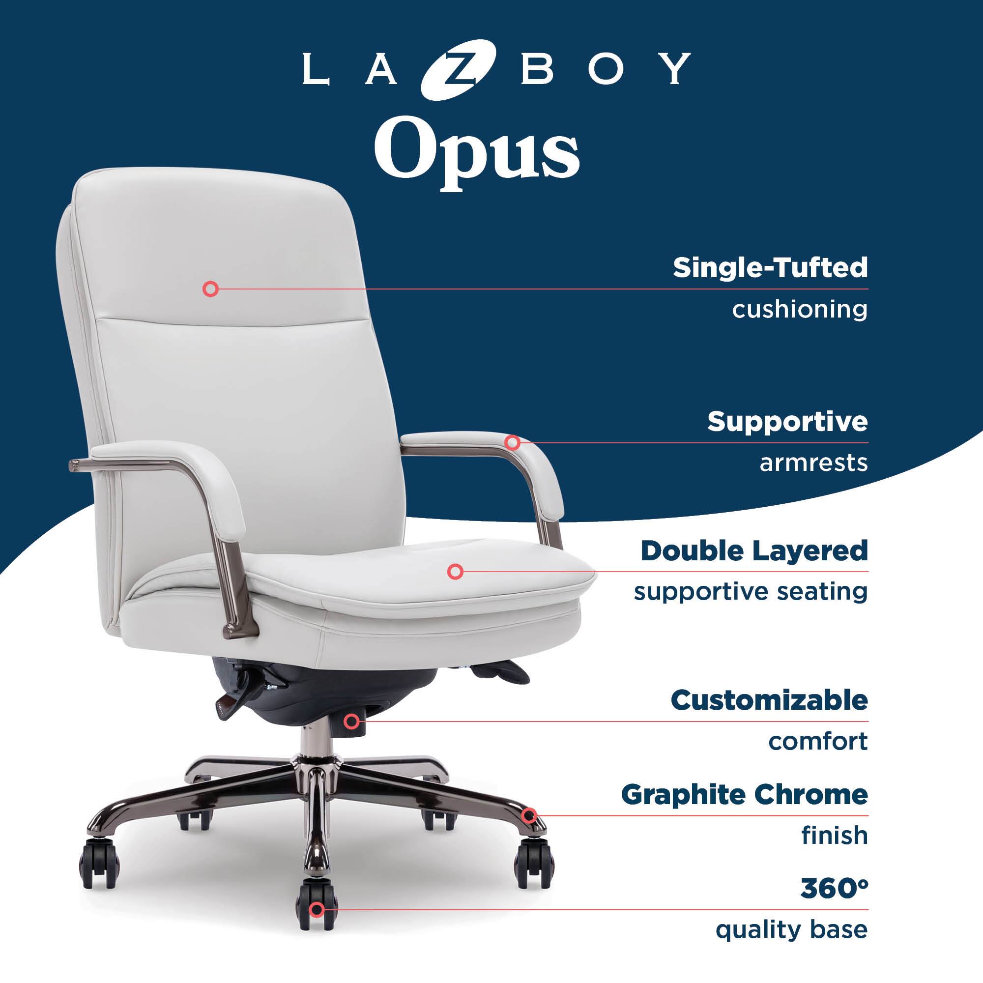 LAZBOY LA Z BOY Opus Single-Tufted cushioning Supportive armrests Double Layered supportive seating Customizable comfort Graphite Chrome finish 360 quality base