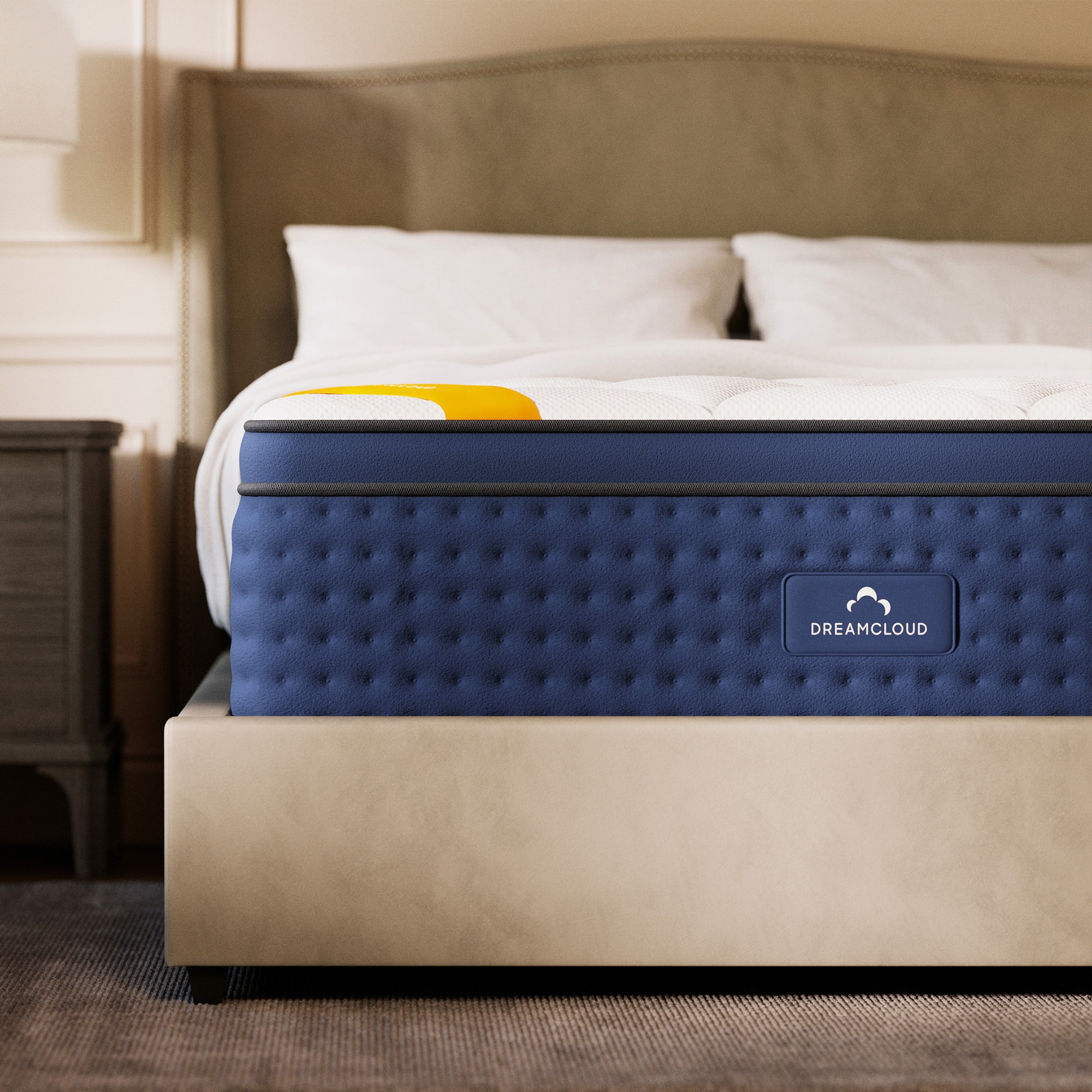 Left. DreamCloud - 14in Premier Rest Hybrid Mattress - Queen Size - White.
