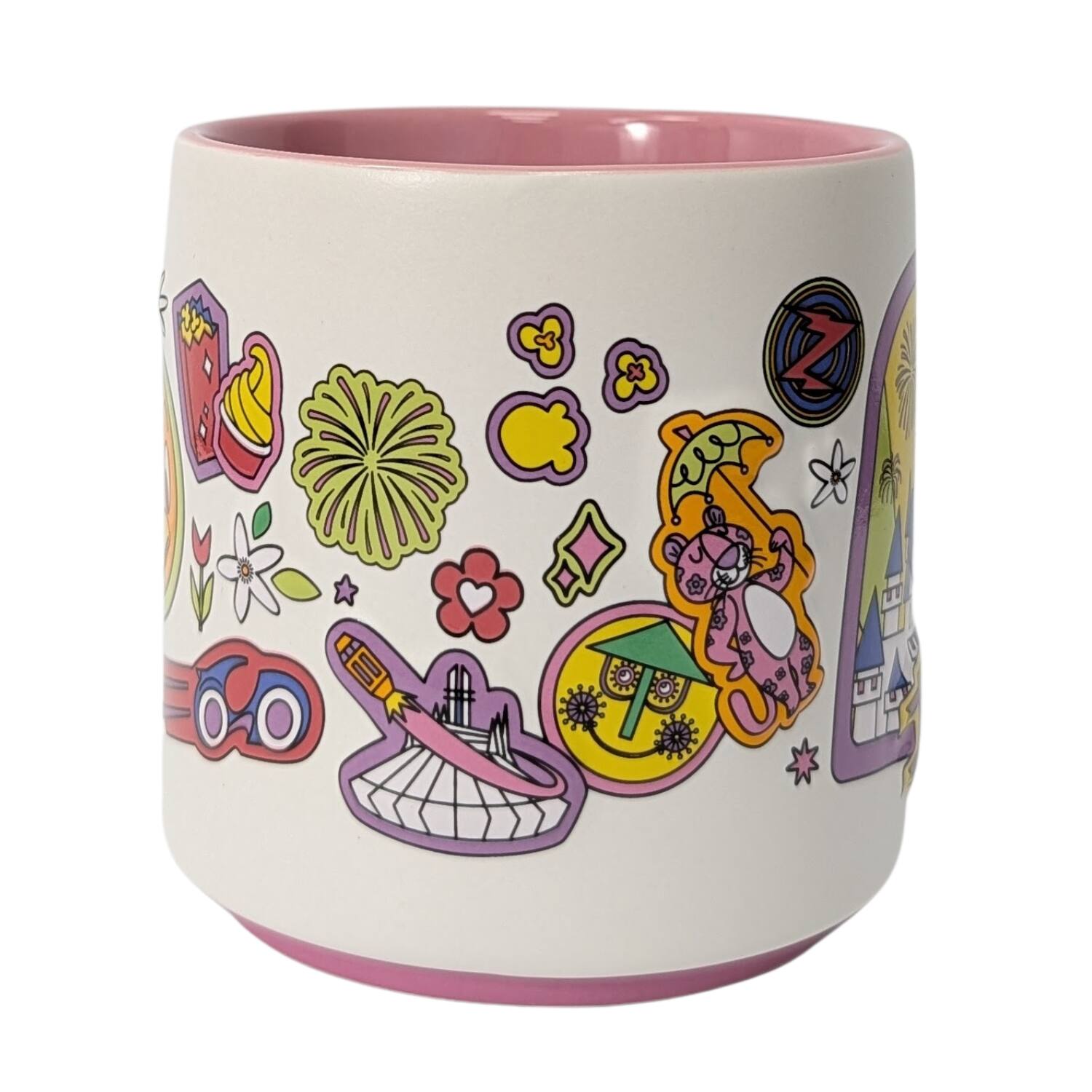 Angle. Starbucks - Starbucks Discovery Series Magic Kingdom Ceramic Mug, 14 Oz - Pink.