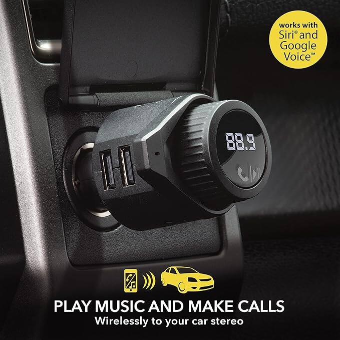 works with Siri® and Google Voice™

88.9

PLAY MUSIC AND MAKE CALLS
Wirelessly to your car stereo