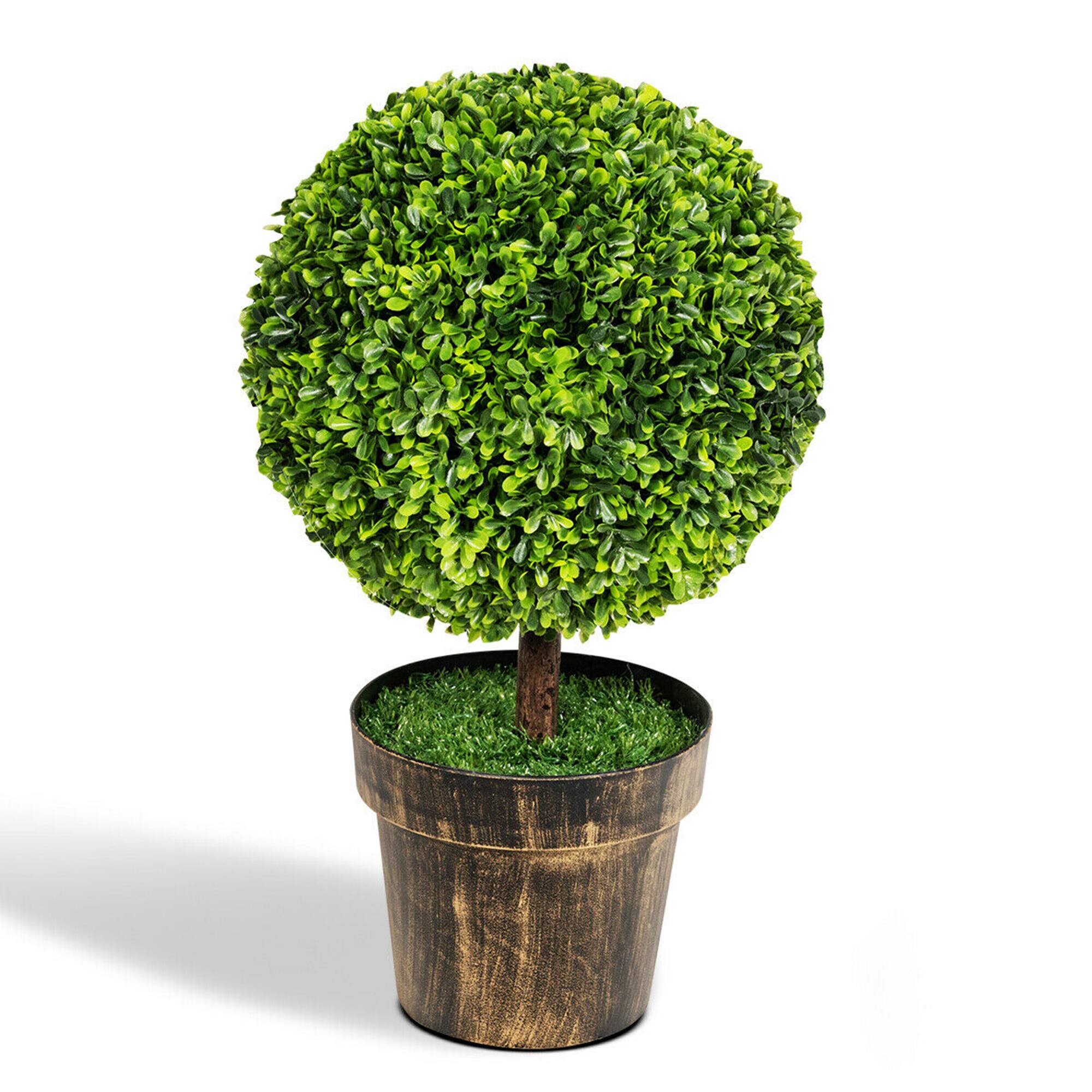 Alt View 4. Gymax - Gymax 2PCS 22'' Artificial Topiary Ball Tree Fake Boxwood Plant Home Office Decor - Green.