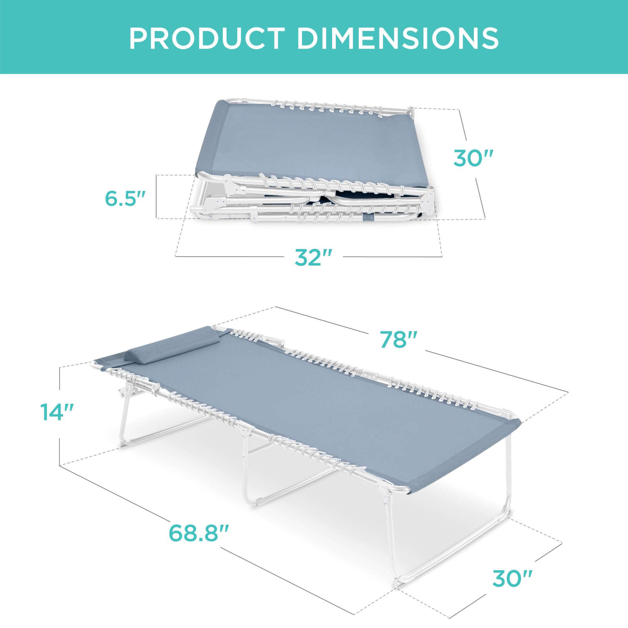 PRODUCT DIMENSIONS

- 30"
- 6.5"
- 32"
- 78"
- 14"
- 68.8"
- 30"