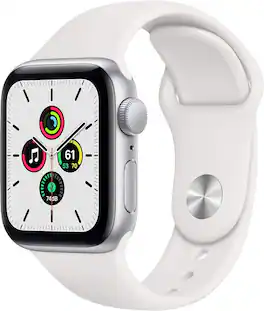 Apple Watch SE (GPS, 40mm) - Silver Aluminum Case with White Sport Band - Silver Aluminum - (2020)