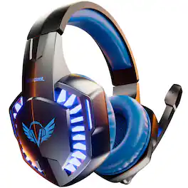 VEAT00L - Gaming Headset with Microphone, Compatible with PS4 PS5 Xbox One PC Laptop, Over-Ear Headphones with LED Light