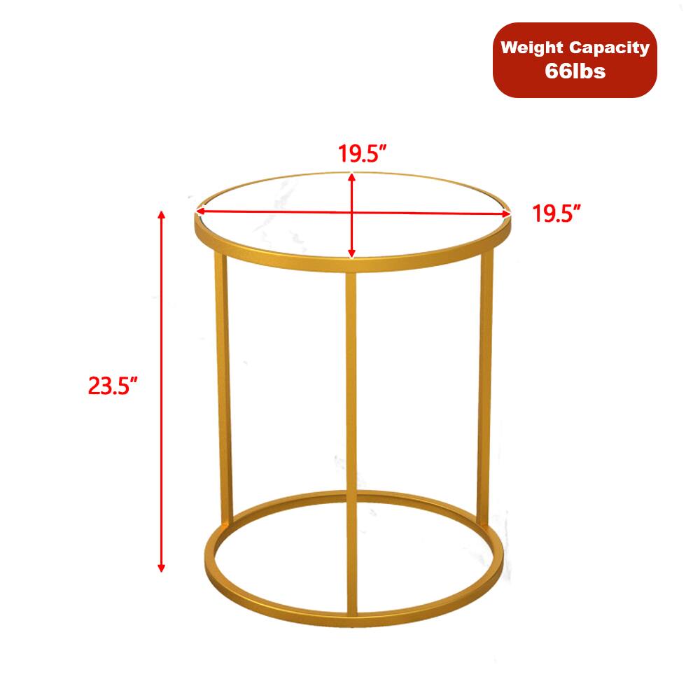 Hivvago 16 Inch Modern Round Side Table with Marble Style Top and Sleek ...