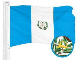 G128 - Guatemala Flag 3x5 ft Embroidered 300D Polyester Brass Grommets - Blue and White