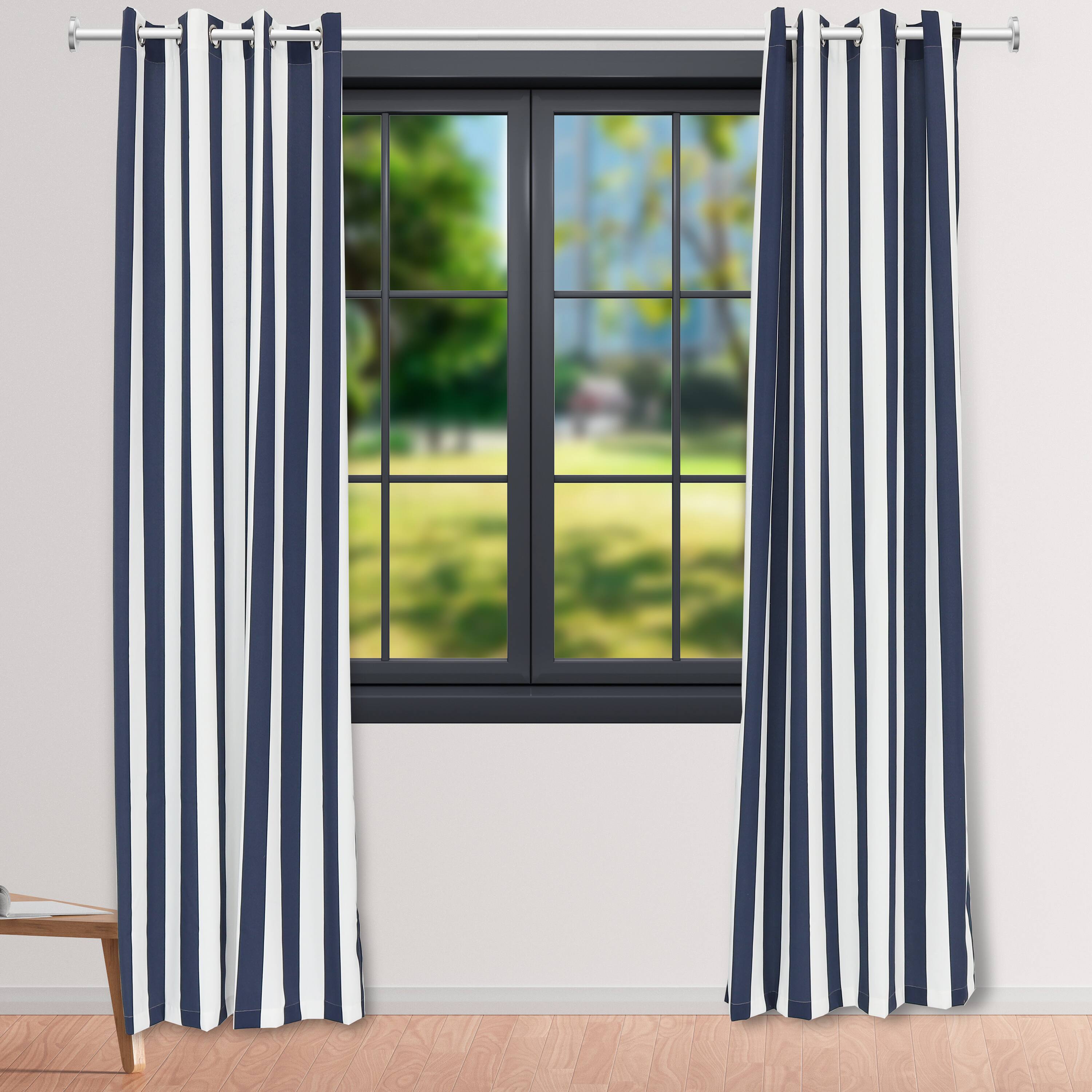 Alt View 5. Sunnydaze - Outdoor Curtain Panel - 52 in x 108 in - Set of 2 - Blue/White Stripe.