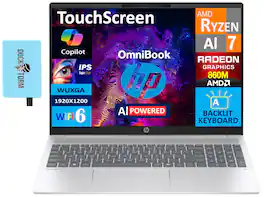 HP - OmniBook 5 Laptop 16.0 WUXGA (AMD Ryzen AI 7 350, 32GB LPDDR5X, 2TB PCIe SSD, Win 11 Pro) w/USB Hub - Glacier Silver