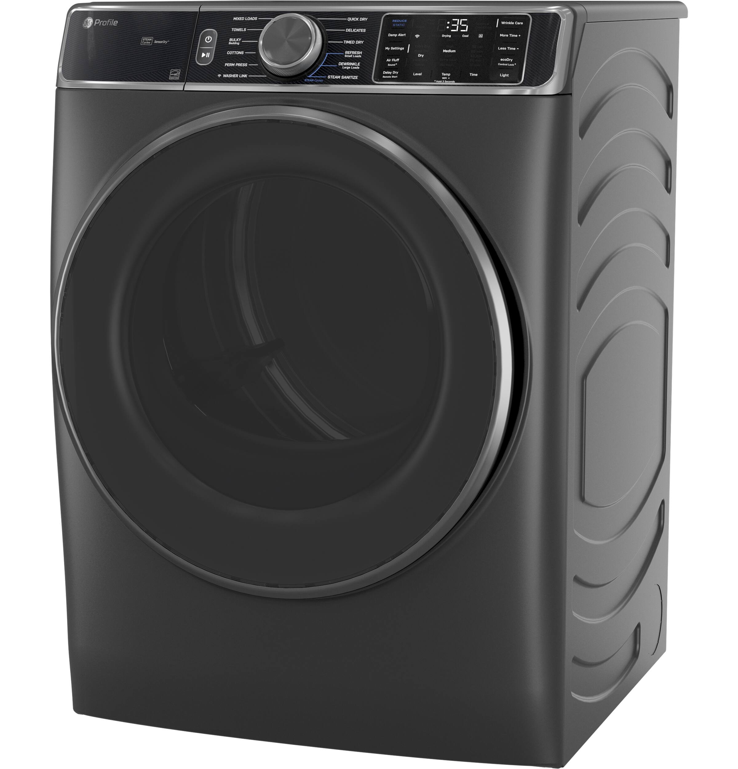 Alt View 1. GE Profile - 7.8 Cu. Ft. Stackable Smart Electric Dryer with Steam and Sanitize Cycle - Carbon Graphite.