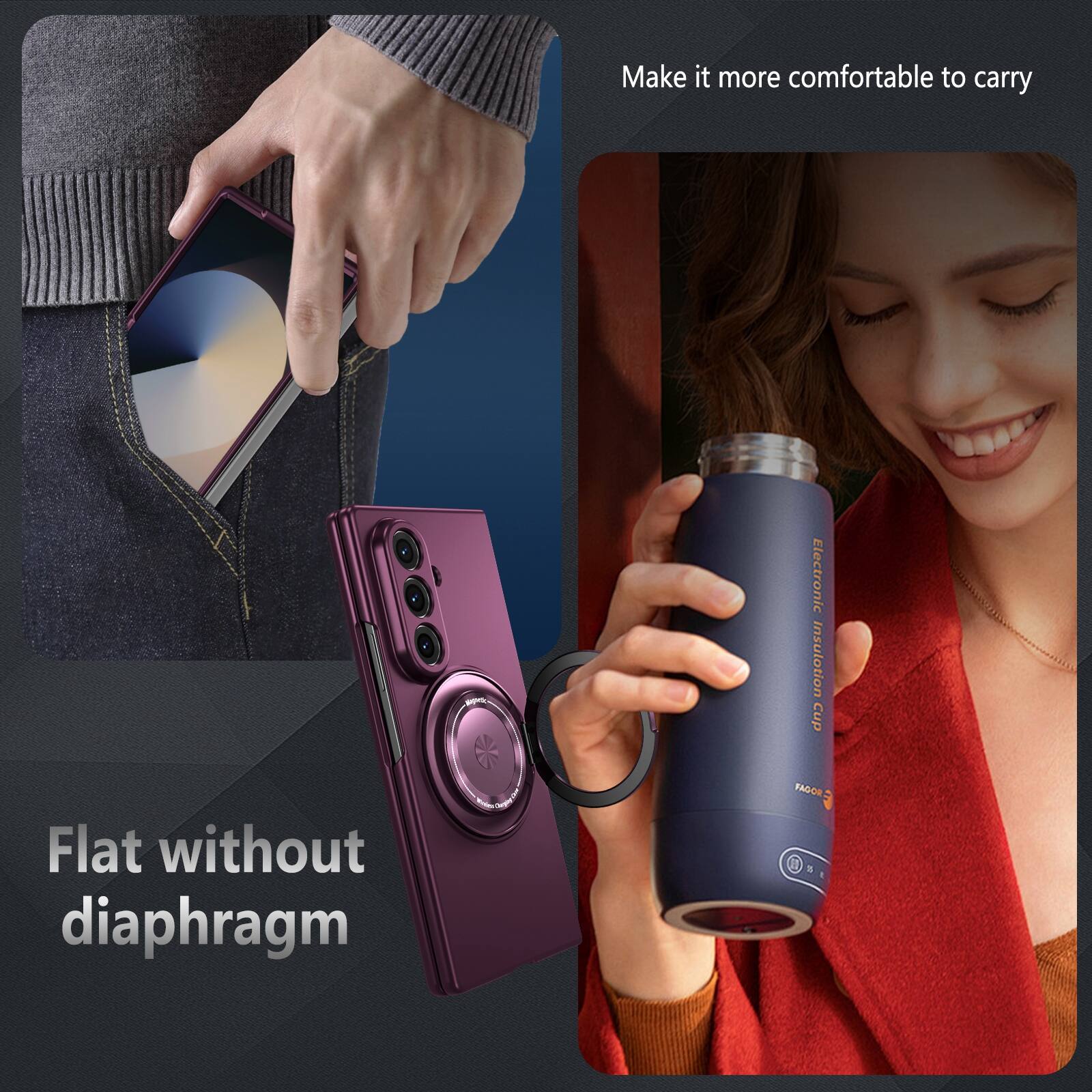 Make it more comfortable to carry  
Electronic Insulation Cup  
Flat without diaphragm  
FAGOR