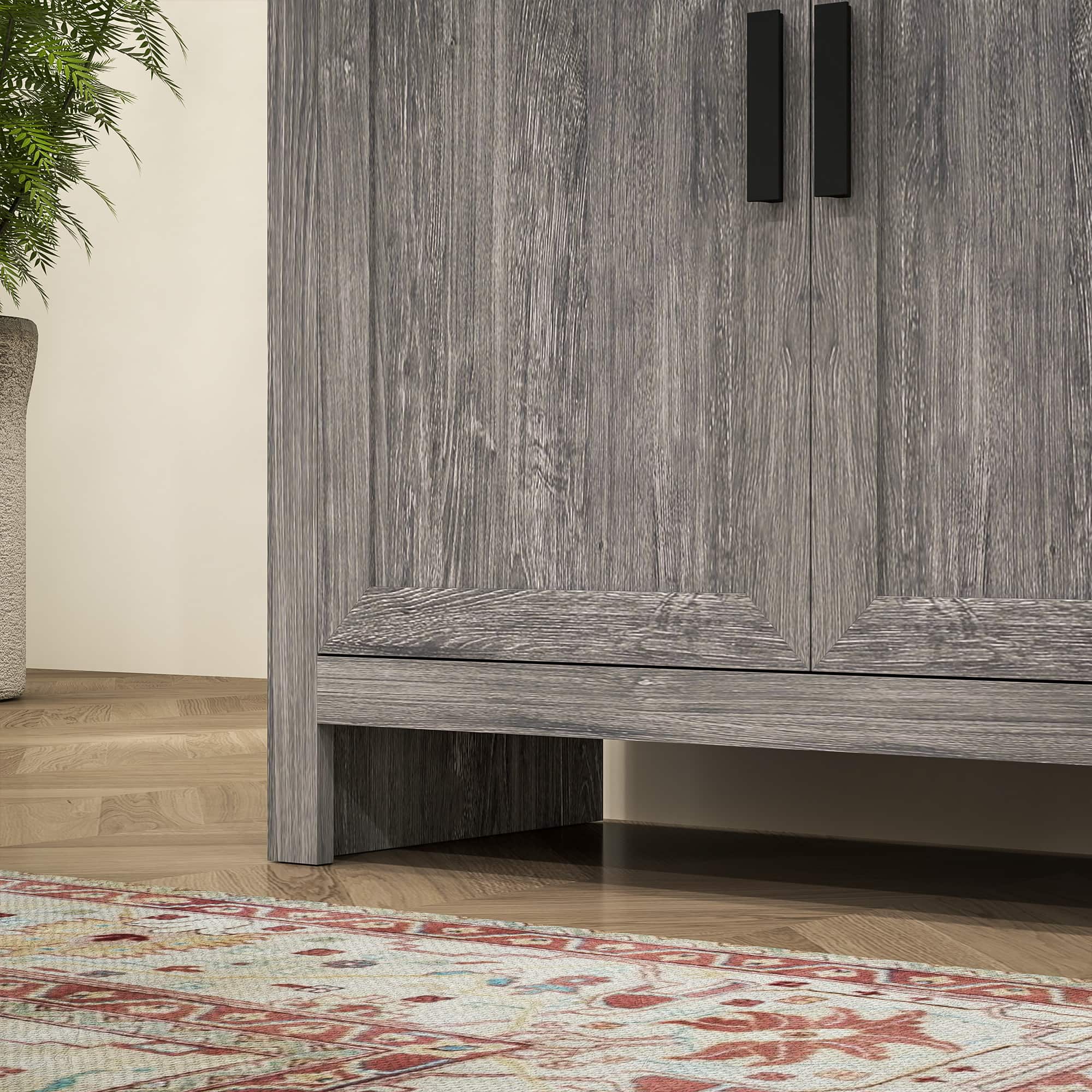 Alt View 8. Homcom - 64" Kitchen Pantry Cabinet, Freestanding Storage Cabinet with 4 Doors and 3 Adjustable Shelves for Dining Room - Gray.