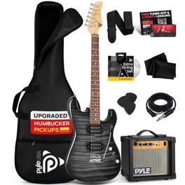 Pyle - Electric Guitar Kit with Amp, Full Size, Humbucker Pickups, 39" - PEGKT99BK.X9 - Black