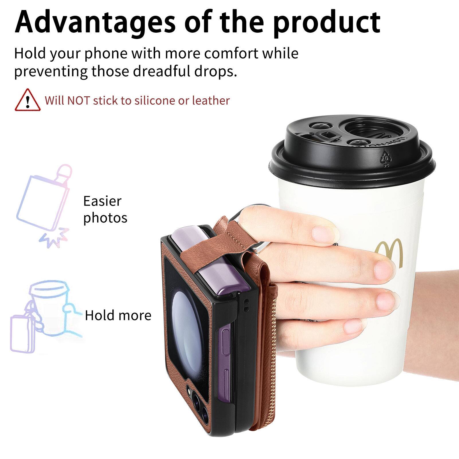Advantages of the product

Hold your phone with more comfort while preventing those dreadful drops.

Will NOT stick to silicone or leather

Easier photos

Hold more