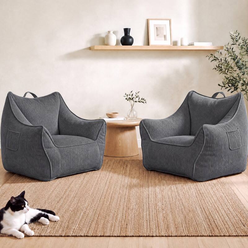 Alt View 2. Vipbear - 36.2" W Bean Bag Sofa Chair for Adults, High Back Accent Chair with Armrests for Living Room/Bedroom/Apartment/Dormitory - Gray.