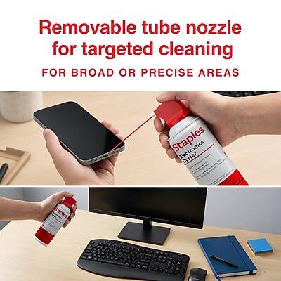 Removable tube nozzle for targeted cleaning FOR BROAD OR PRECISE AREAS  
Staples Electronics Duster