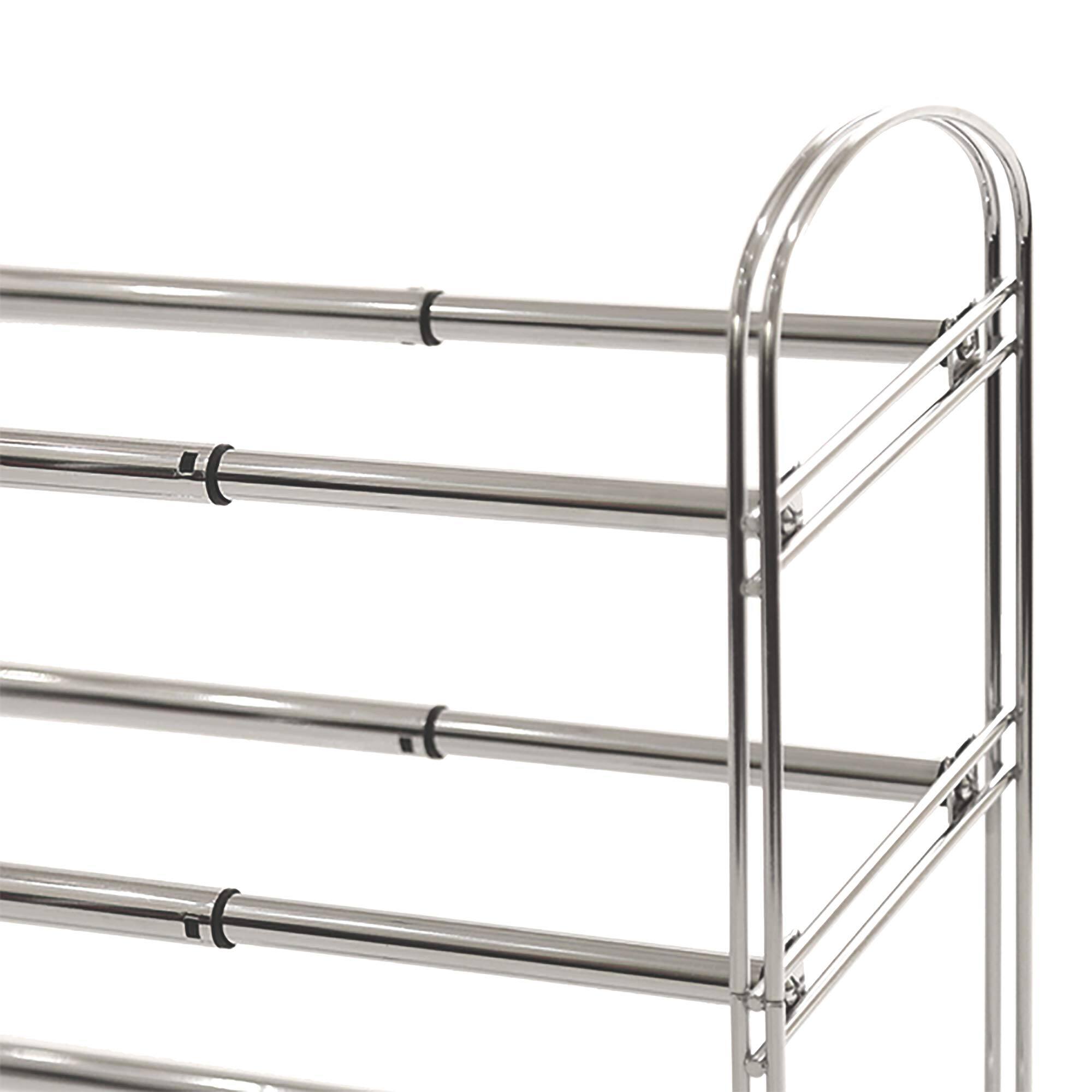 Alt View 8. ThinkLink Electronic - Expandable And Adjustable Shoe Rack Organizer For Bedroom Closet Entryway Hallway Chrome Plated - Black/Chrome 4-Tier.