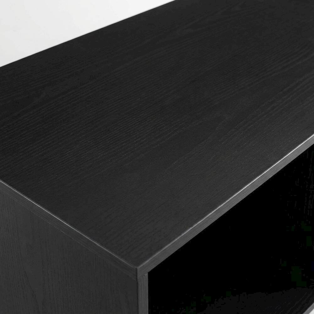 Alt View 2. FurniFact - Black Wide Record Player Stand with Extended Vinyl Storage - Black.