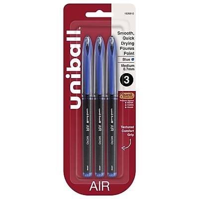 Uniball AIR  
Smooth, Quick Drying, Porous Point  
Blue Medium 0.7mm  
Textured Comfort Grip  
3 Pens