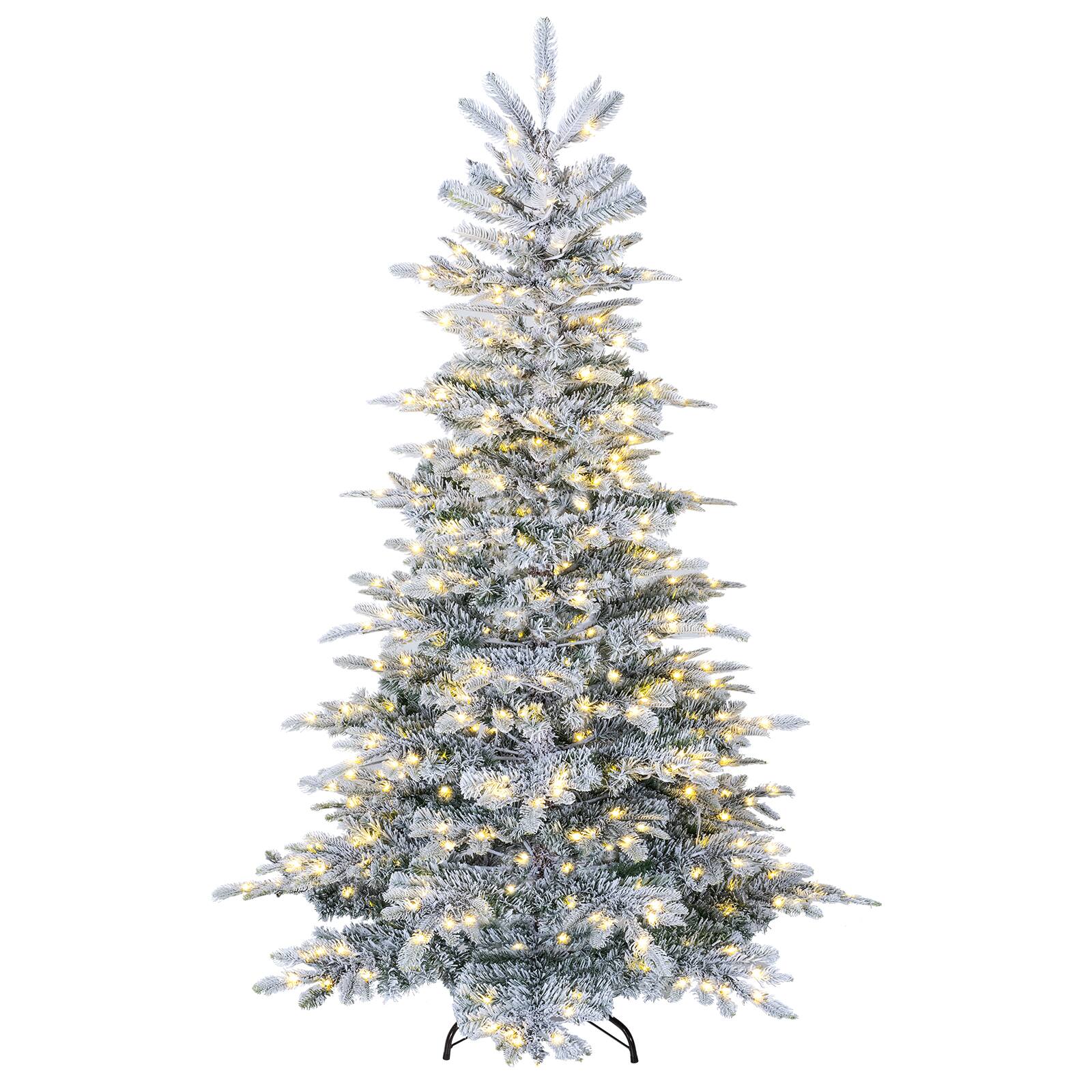 Alt View 1. Costway - Costway 6 FT Flocked Christmas Tree with 834 Full Branch Tips, 420 Warm White LED Lights - White.