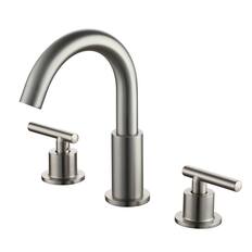 Front. Boyel Living - 8 in. Widespread 2-Handle Mid-Arc Bathroom Faucet with Valve and cUPC Water Supply Lines - Brushed Nickel.