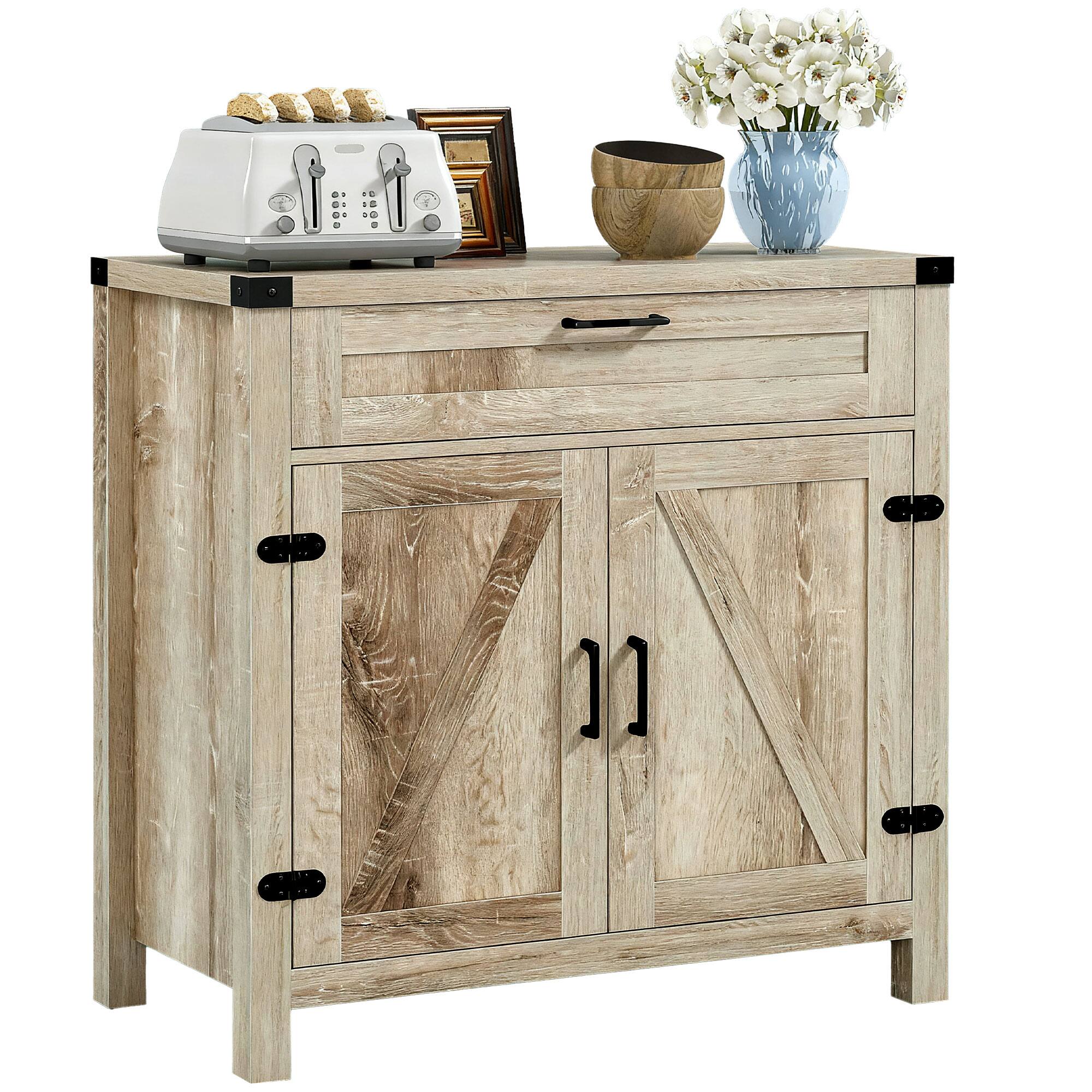 Homcom - Farmhouse Sideboard with Storage - Oak