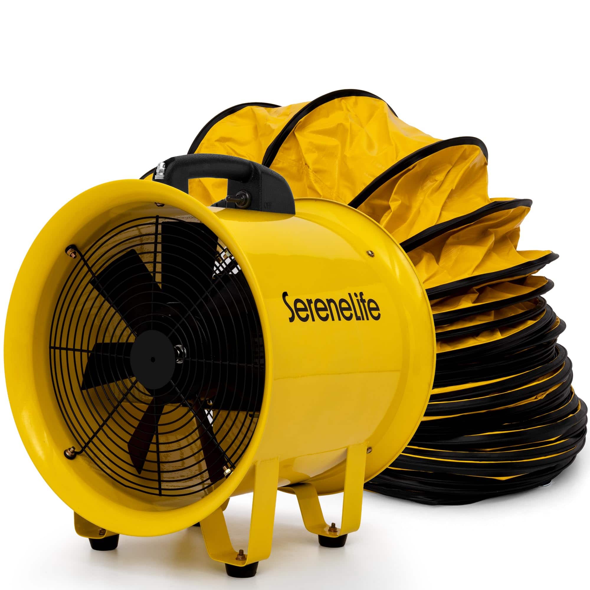 SereneLife - Heavy Duty Cylinder Fan 12 inch,Blower Fan with 3200 CFM Airflow, 25ft PVC Ducting - Yellow price history on PriceWatchPro