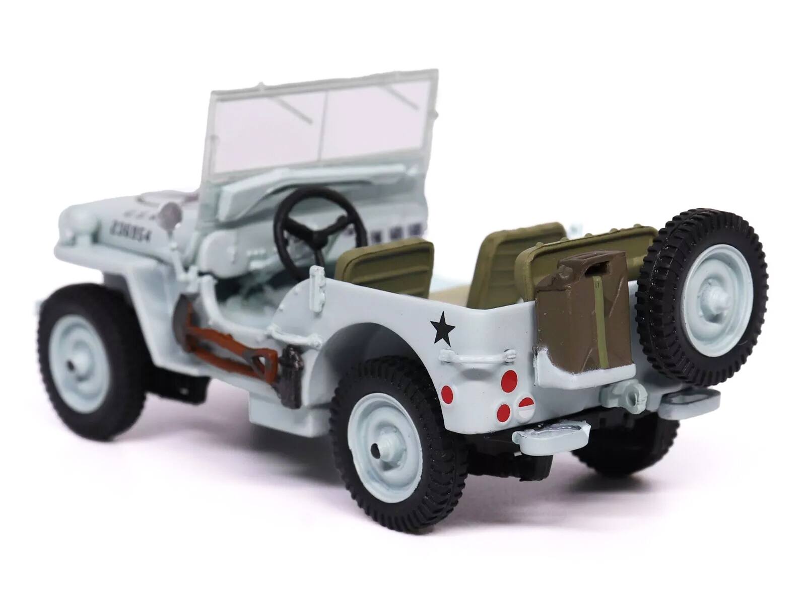 Left. Militaria Die Cast - Willys Jeep 1/4-Ton Car Light Blue "United States Navy" 1/43 Diecast Model by Militaria Die Cast - Light Blue.