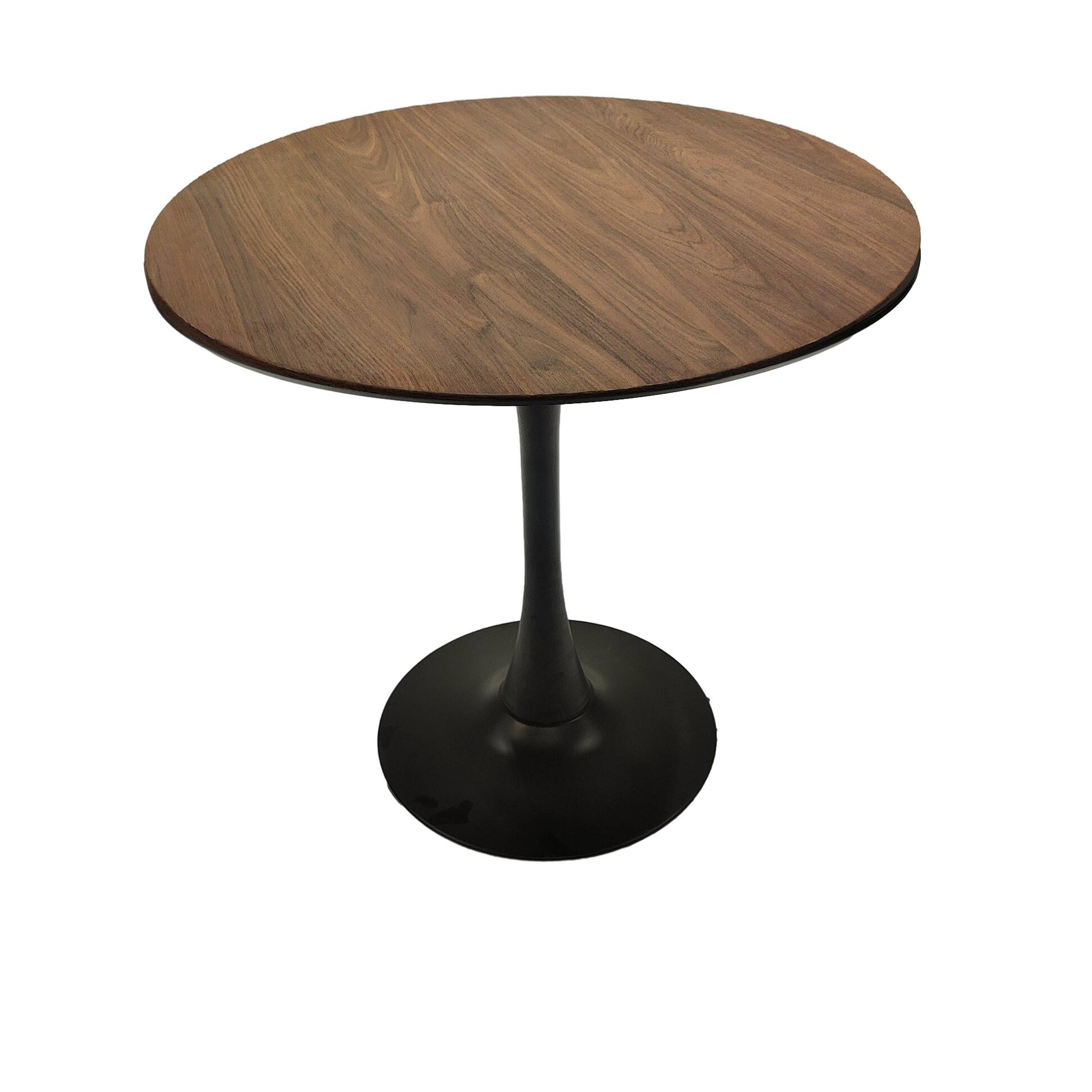 Alt View 4. Tiramisubest - 31.5" Walnut color Round Dining Table for 2-4 with MDF Table Top & Pedestal Base,Mid-Centurya Leisure Coffee Table - Walnut+black.