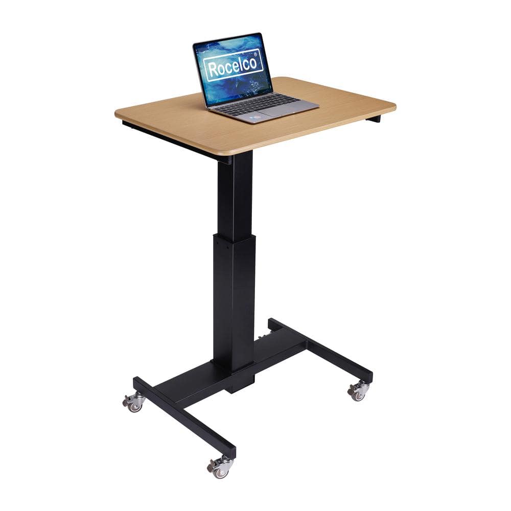 Rocelco - 28" Height Adjustable Mobile School Standing Desk - Brown