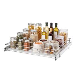 VEVOR - Pull Out Cabinet Organizer 21.14"W x 20.98"D Steel Slide Out Drawers, for Kitchen Bathroom Pantry Home Organization - Chrome