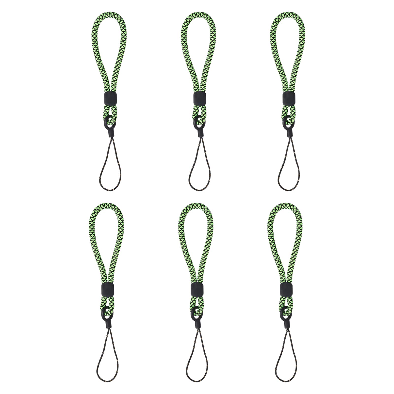 Unique Bargains - 6pcs Phone Lanyards Finger Strap, Short Anti-loss Hanging Rope for Phone, Key, Flashlight, USB Badge - Black,Green