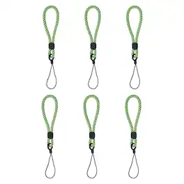 Unique Bargains - 6pcs Phone Lanyards Finger Strap, Short Anti-loss Hanging Rope for Phone, Key, Flashlight, USB Badge - Black,Green